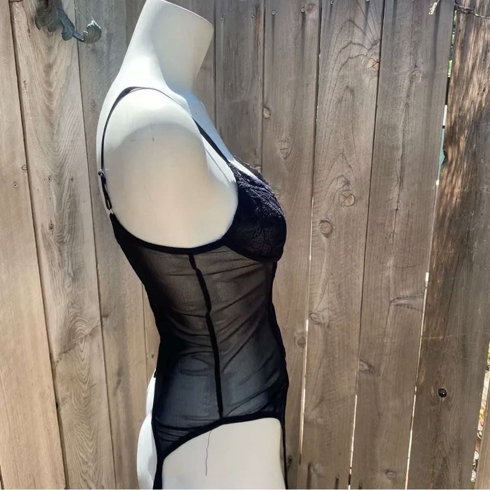 I AM GIA Black Sheer Lace CORSET top size medium